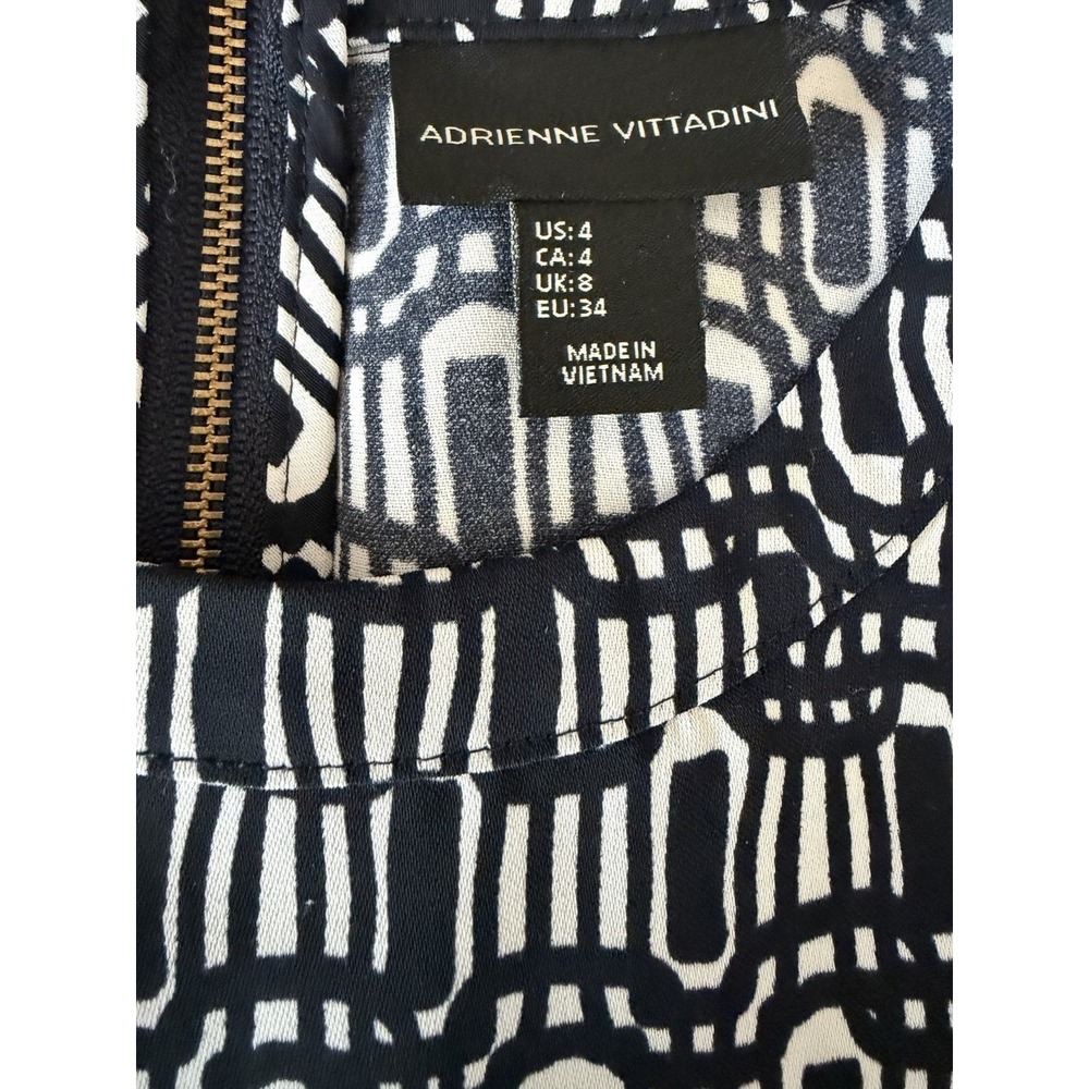 Adrienne‎ Vittadini Elegant Black White Pattern Mini Dress Size 4 Short Sleeves - Picture 8 of 9
